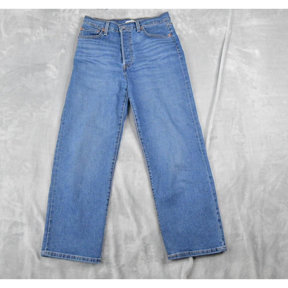 Levi's Women's 29x26 Ribcage Straight Ankle Medium Wash Stretch High Rise Jeans
